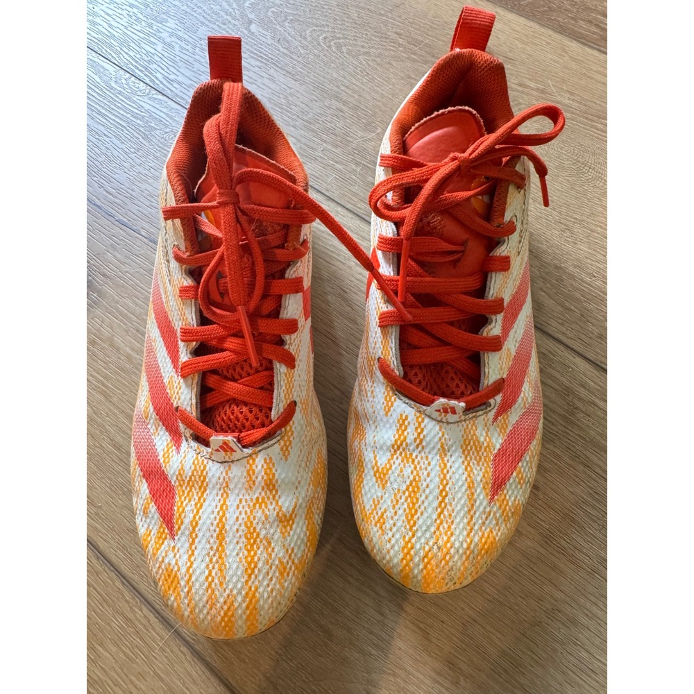 Adidas Adizero Cleats Kids Size 5 Orange White Low Top Shoes
